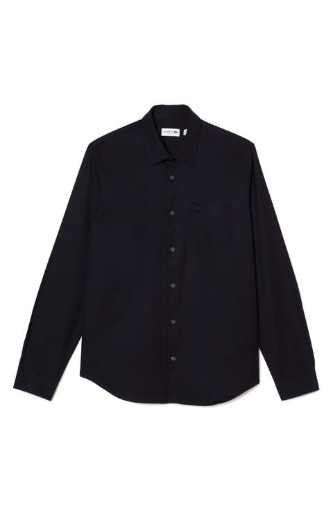 Regular Fit Solid Poplin Button-Up Shirt