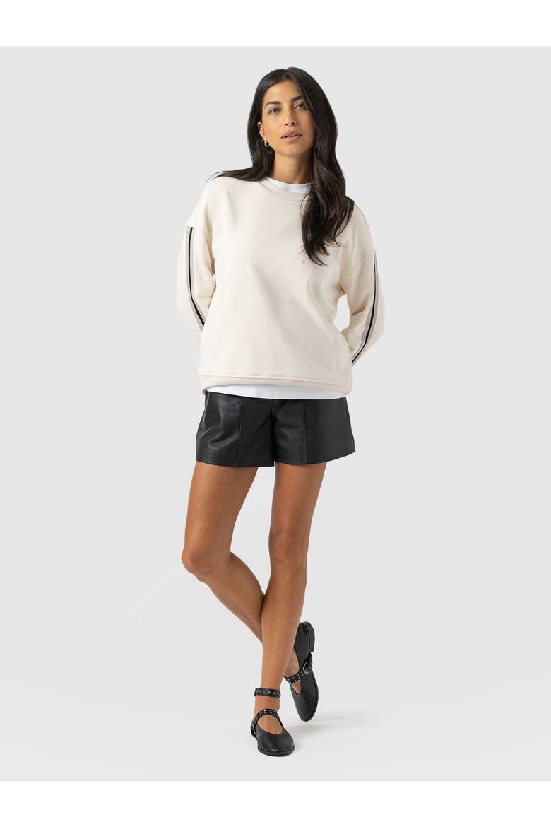 Victory Sweatshirt, Alternate, color, Cream Black Stripe