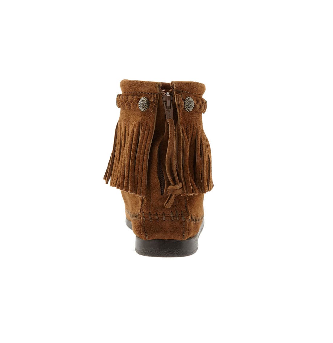 Minnetonka Fringe Bootie, Alternate, color, Brown