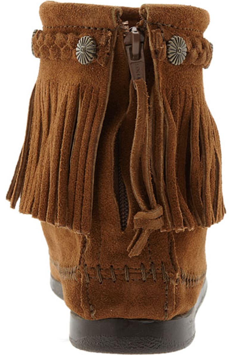 Minnetonka Fringe Bootie, Alternate, color, Brown