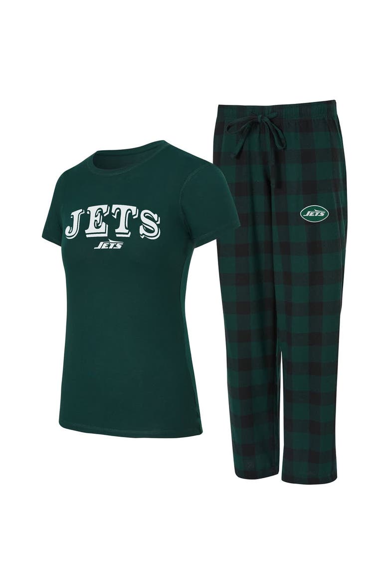 Women's Concepts Sport  Green/Black New York Jets Avondale T-Shirt & Pants Flannel PJ Set, Main, color, Green