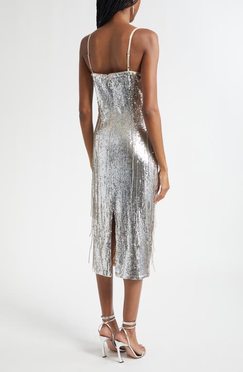 Ramy Brook Lyanna Sequin Fringe Slipdress In Gray