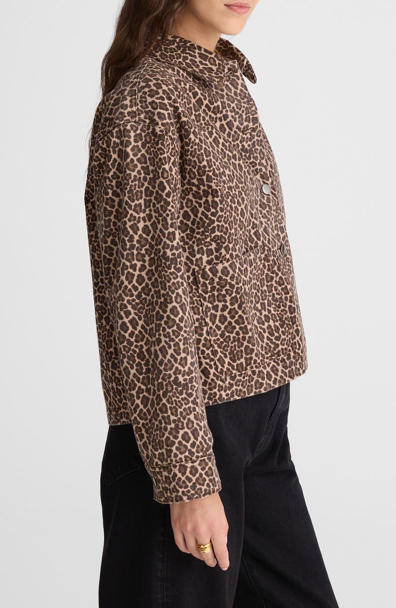 Madewell Leopard Print Denim Trapeze Jacket, Alternate, color, Dark Mocha
