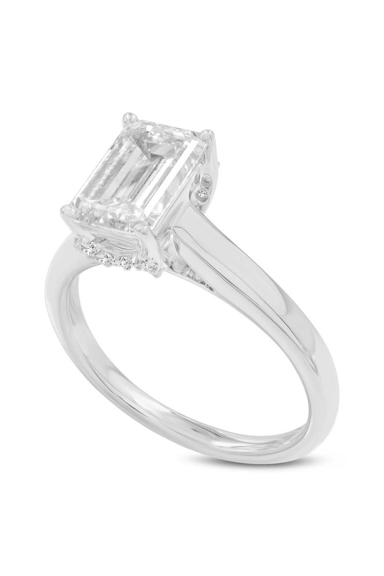 Narine 14K White Gold Emerald Cut Lab Grown Diamond Hidden Halo Engagement Ring - 2.15 Ct, Main, color, 14K White Gold