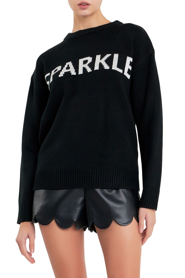 Lettering Sweater, Main, color, BLACK