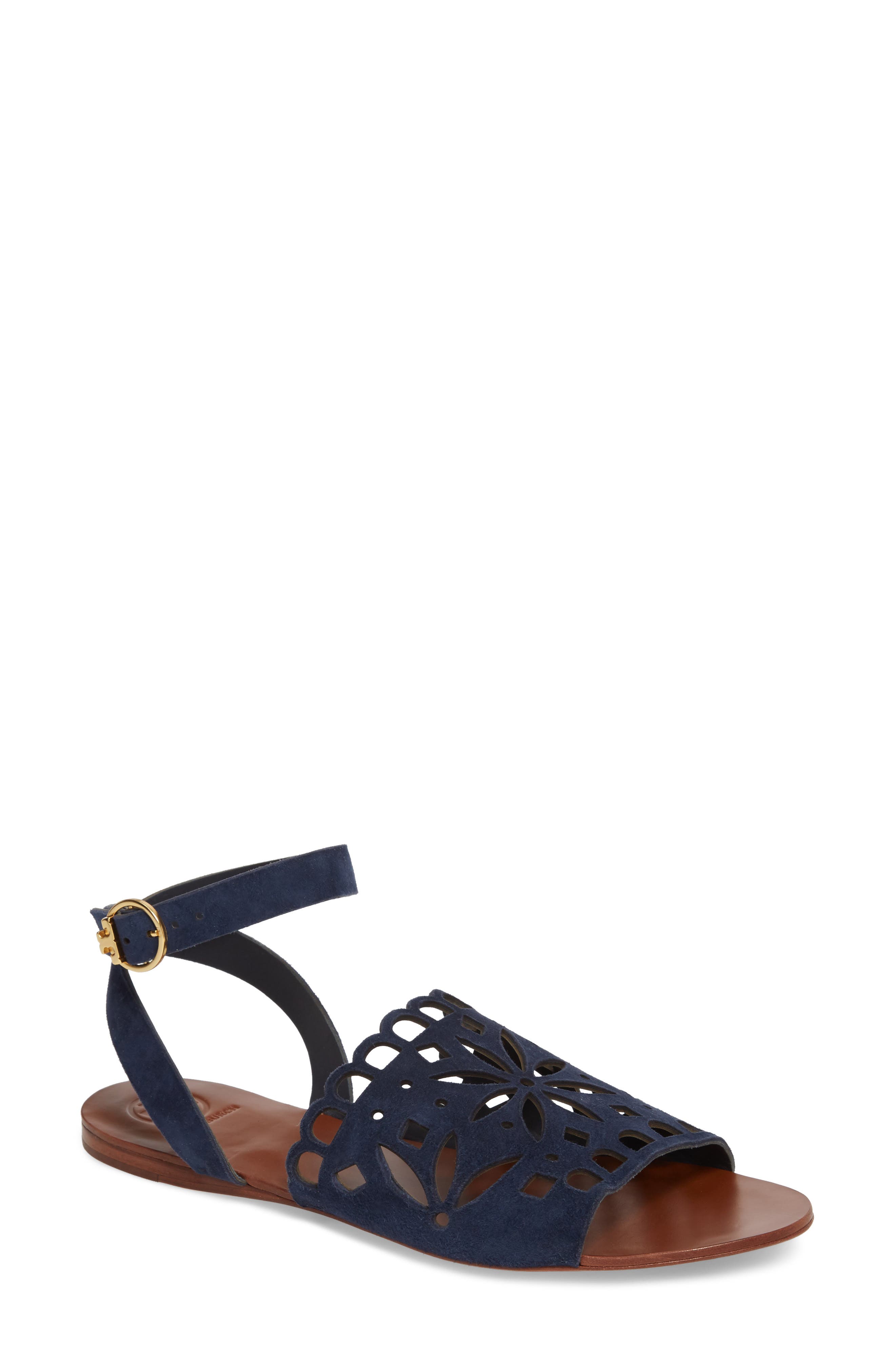 Tory Burch May Perforated Ankle Strap Sandal, Main, color, 
