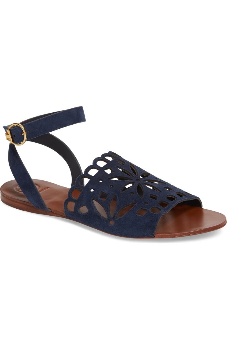 Tory Burch May Perforated Ankle Strap Sandal, Main, color,
