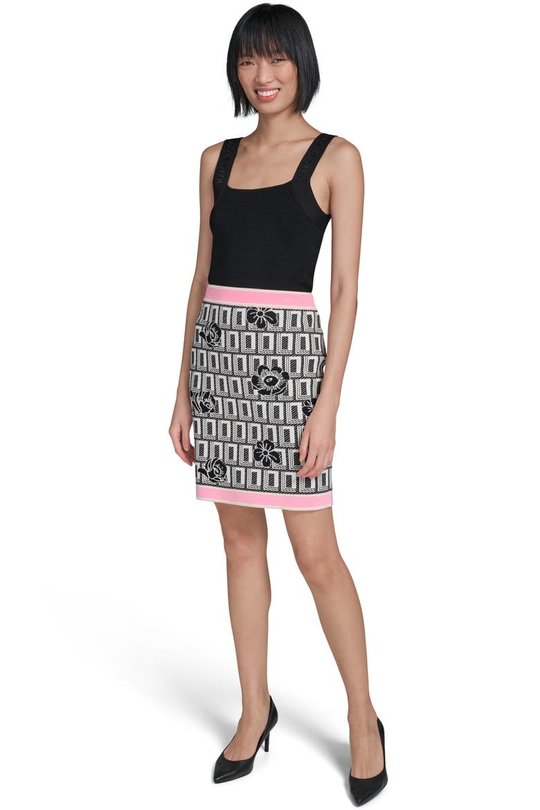 Print Sweater Skirt, Alternate, color, WHITE/ BLACK/ PARIS PINK
