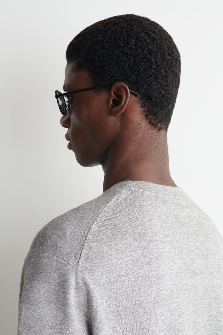 Knitted Linen T-Shirt, Alternate, color, GRAY MÉLANGE
