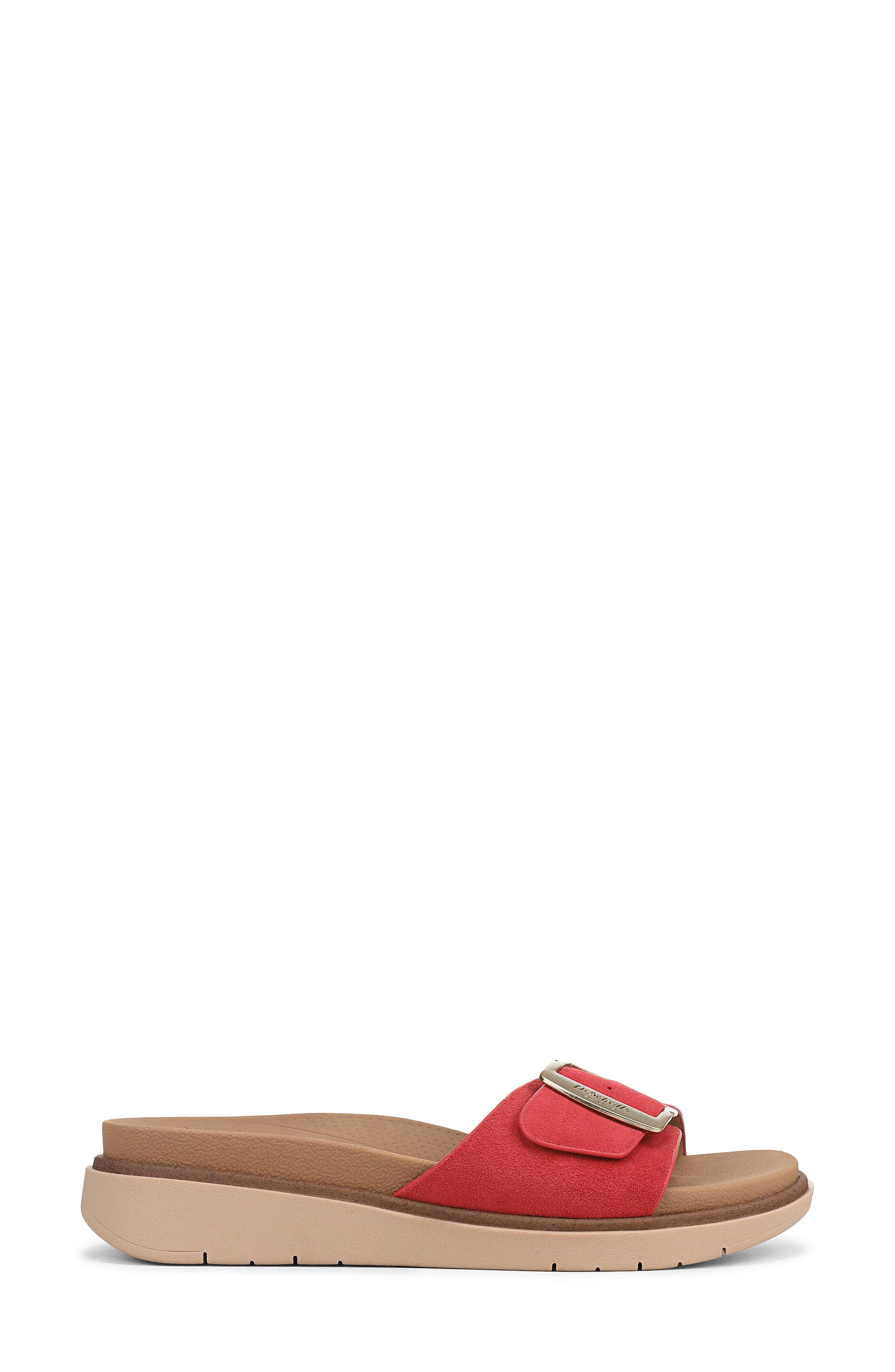 Paradis Buckle Slide Sandal, Alternate, color, RED