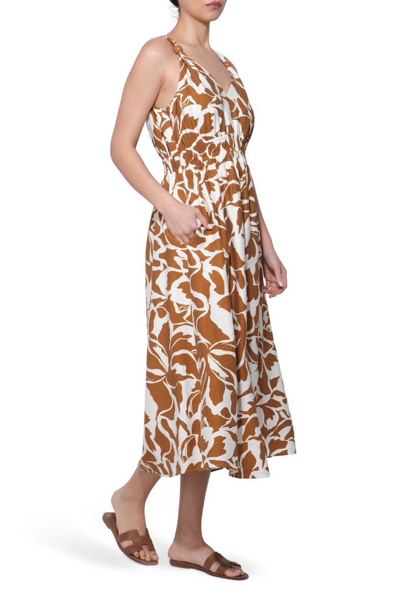 Kiana Wood Trim Sleeveless Maxi Dress, Alternate, color, OFF WHITE/ RUST