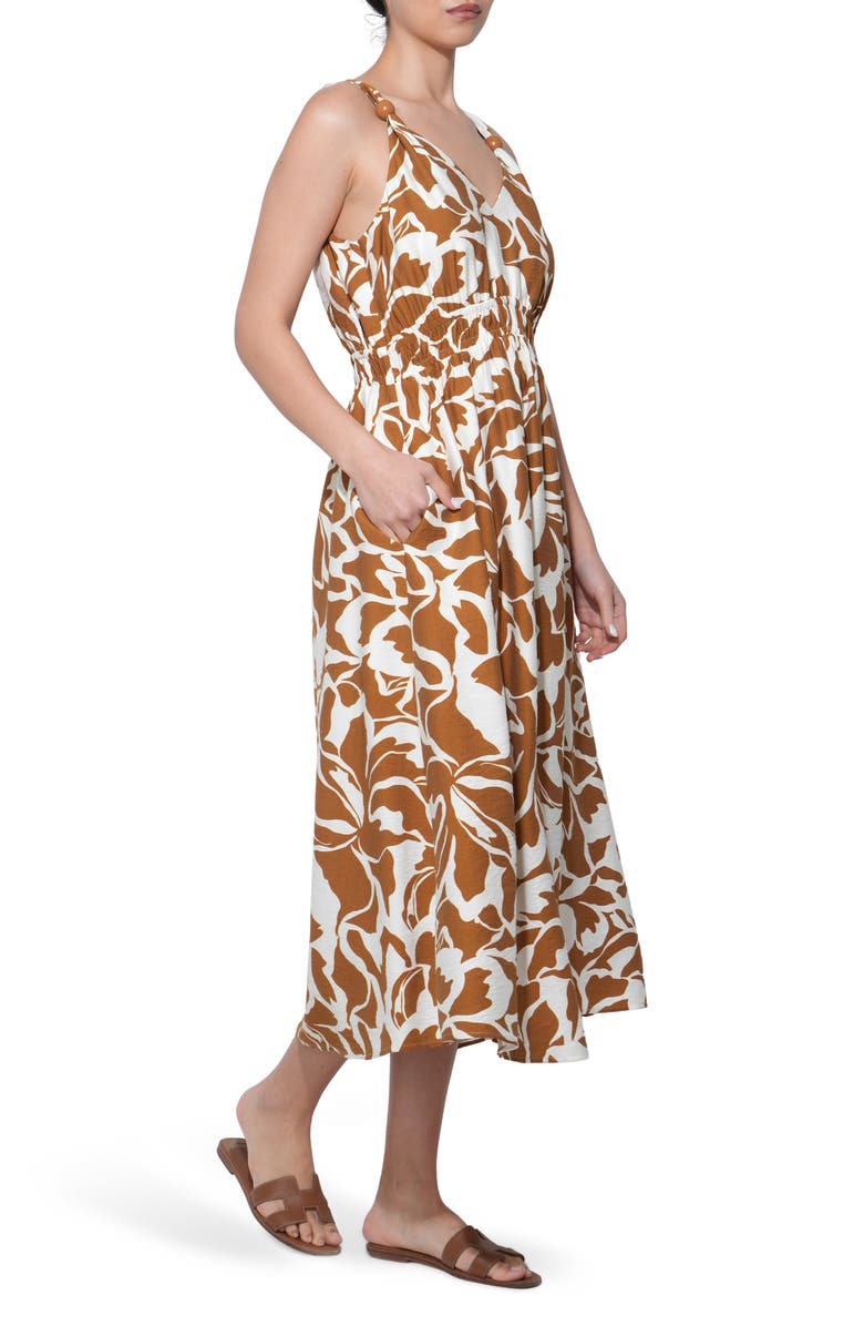 Adelyn Rae Kiana Wood Trim Sleeveless Maxi Dress, Alternate, color, Off White/ Rust