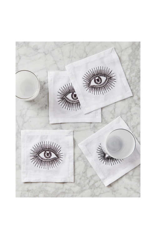 Jonathan Adler Eyes Cocktail Napkins In White