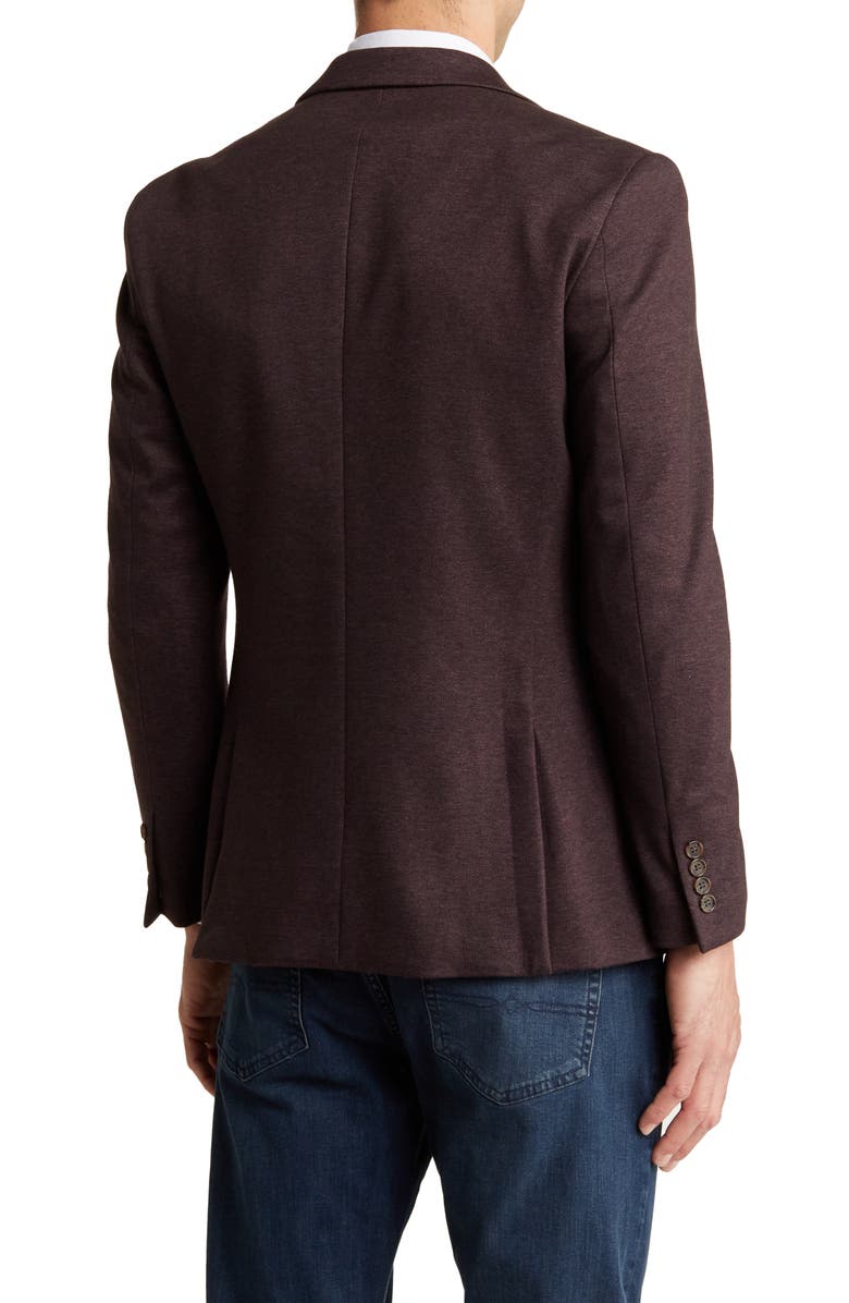 Lucky Brand Notch Lapel Cotton Blend Sport Coat, Alternate, color, Burgundy