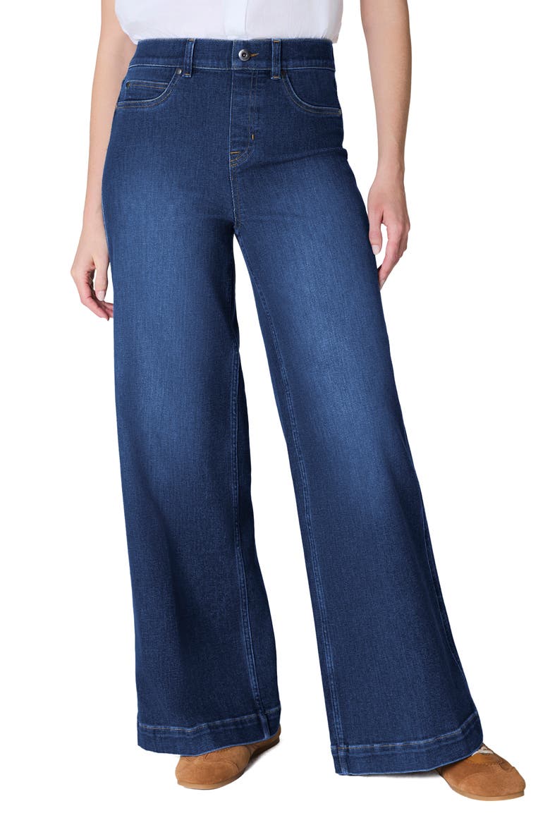 SPANXshape EveryWear™ Pull-On High Waist Wide Leg Jeans, Main, color, AUTHENTIC BLUE