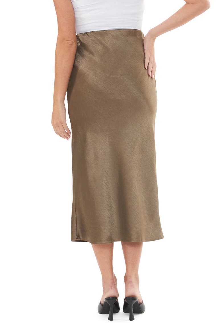 Lexie Satin Skirt, Alternate, color, Olive