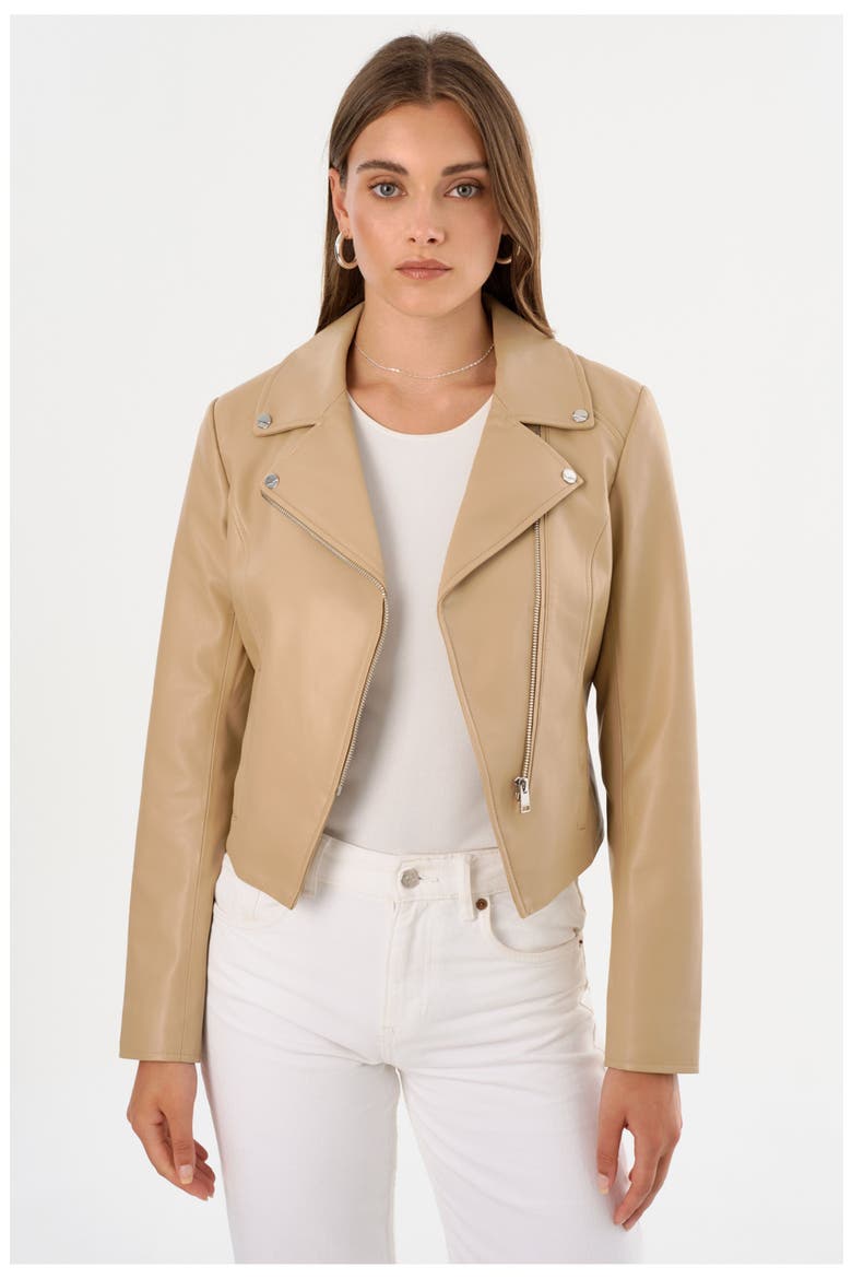 Pascale | Fitted Faux Leather Jacket, Main, color, Wheat