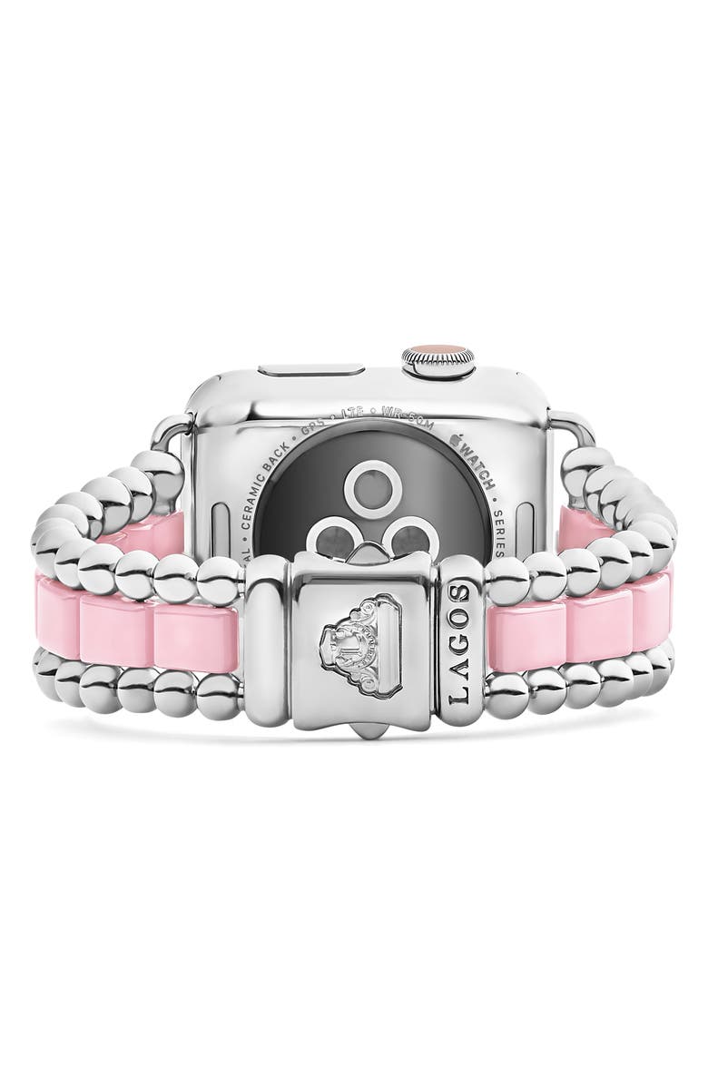 LAGOS Smart Caviar Ceramic & Stainless Steel Apple Watch<sup>®</sup> Bracelet Watchband, Alternate, color, Caviar Pink