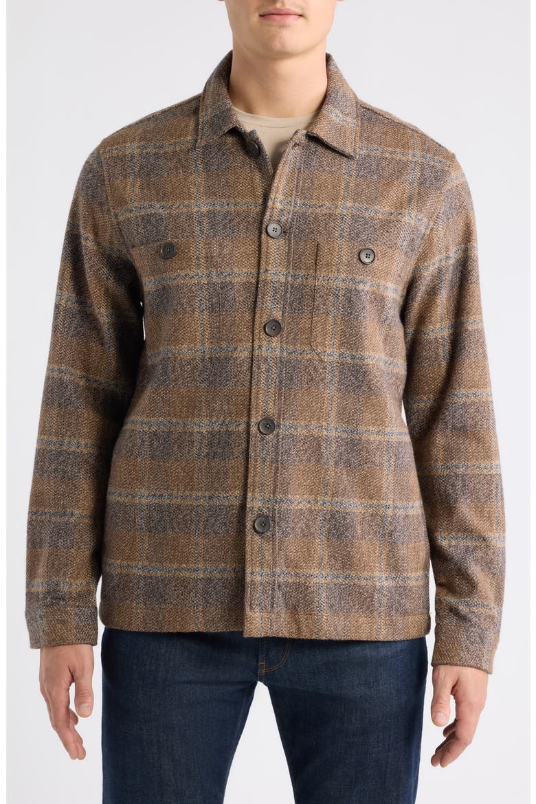 Marled Plaid Shirt Jacket, Alternate, color, BROWN/ NAVY