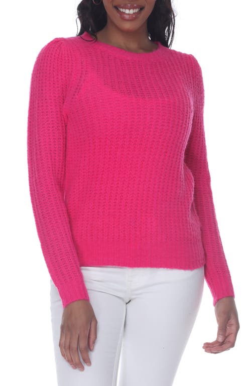 Rain And Rose Rib Crewneck Sweater In Pink
