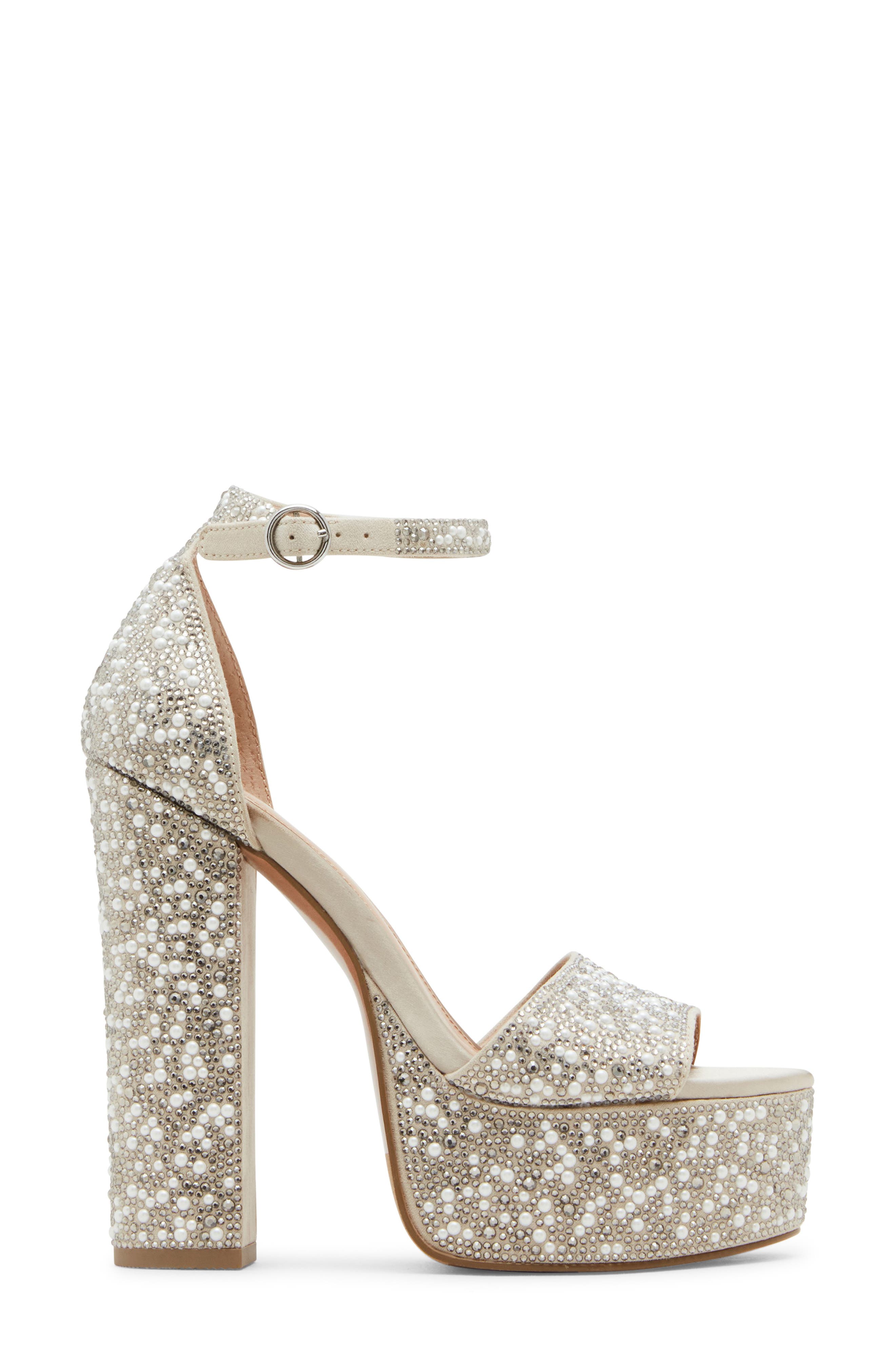 Steve Madden Glam Ankle Strap Platform Sandal, Alternate, color, Ivory