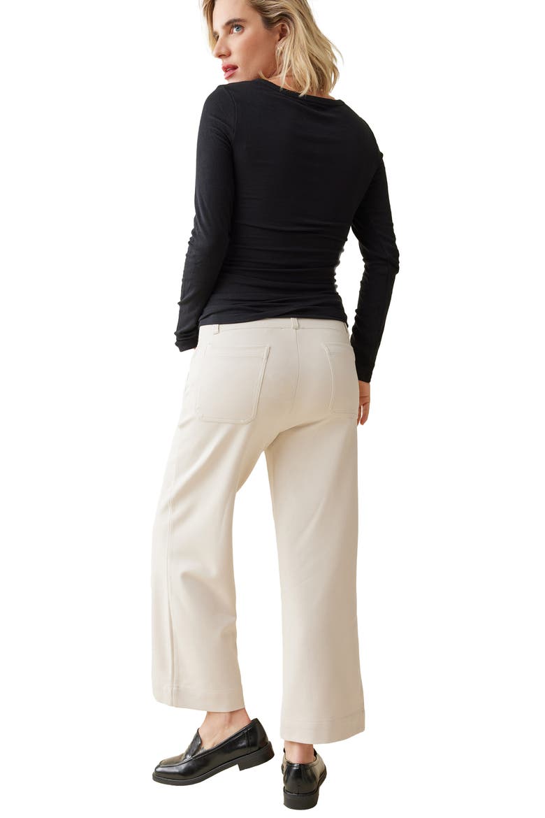 Crop Wide Leg Maternity Pants, Alternate, color, STONE