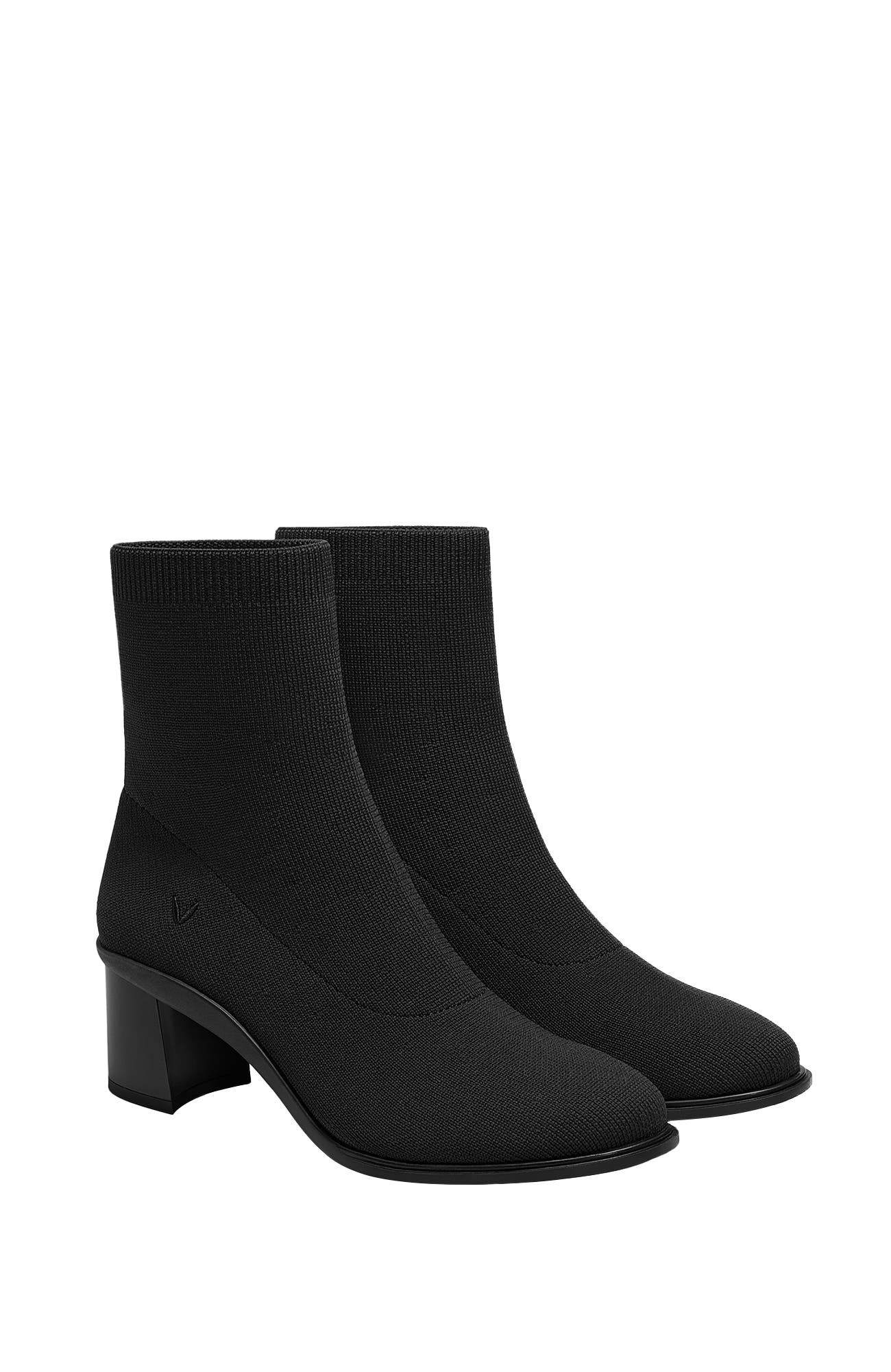 Amanda Almond-Toe Running Heel Boots, Main, color, Black