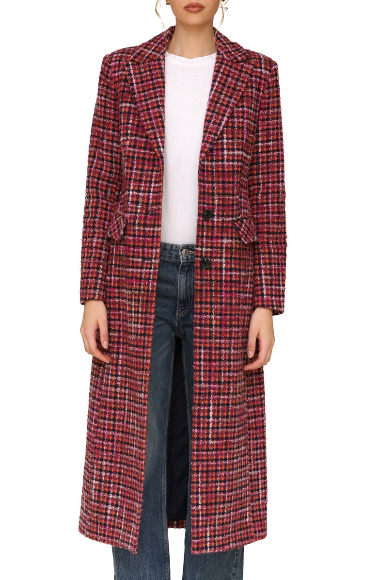 Avec Les Filles Single Breasted Tweed Maxi Coat, Alternate, color, 