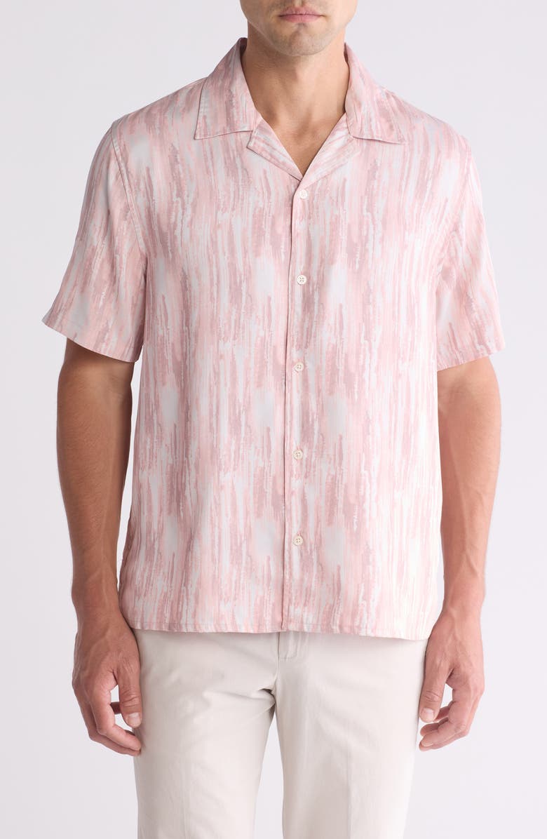 John Varvatos Dan Patterned Modal Camp Shirt, Main, color, 