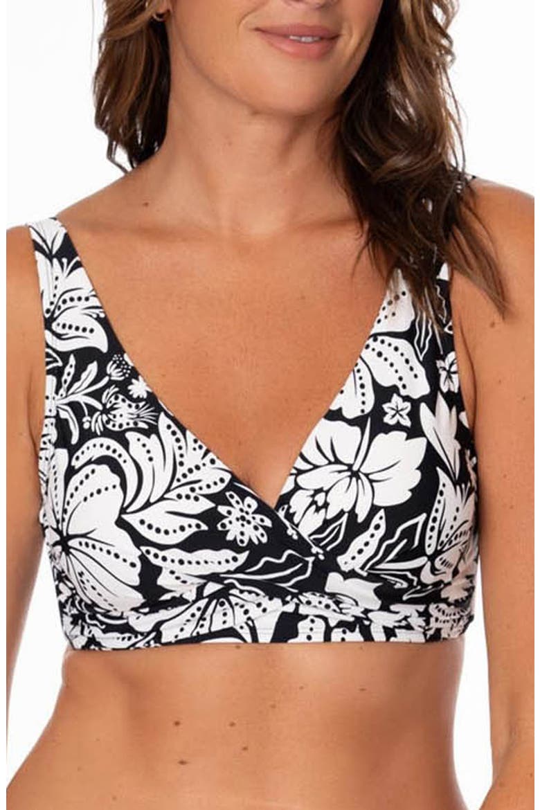Vera Surplice Bra Bikini Top, Main, color, WHITE/ BLACK