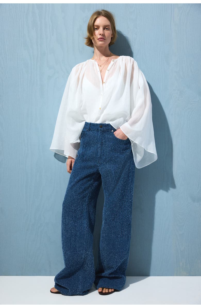 H&M Bouclé Bootcut High Waist Jeans, Alternate, color, Denim Blue