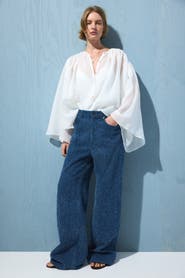 H&M Bouclé Bootcut High Waist Jeans