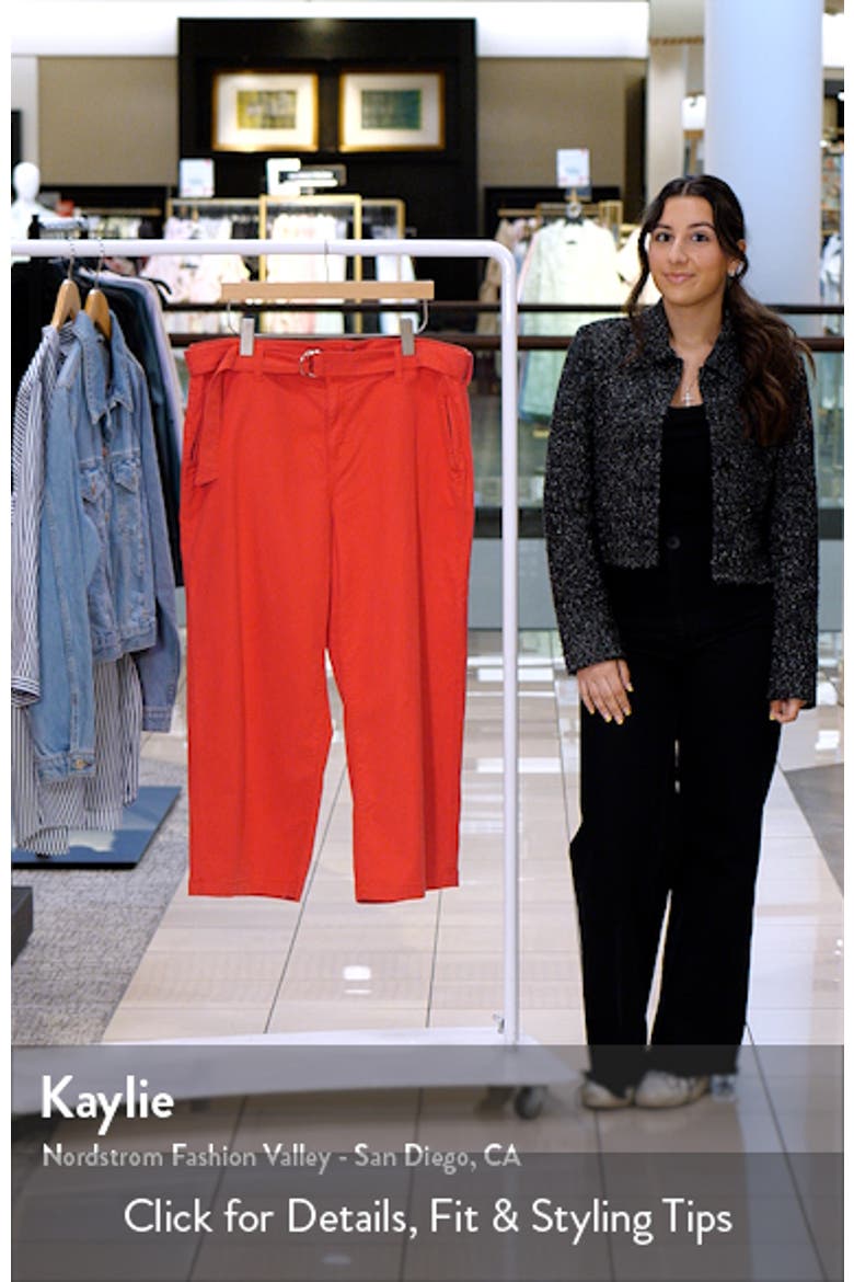 Stride Belted High Waist Crop Wide Leg Twill Pants video