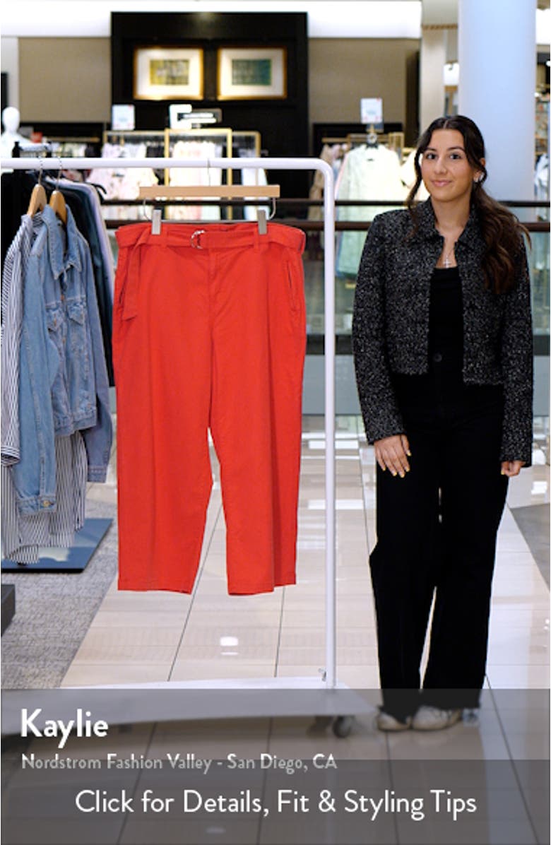 Stride Belted High Waist Crop Wide Leg Twill Pants, sales video thumbnail