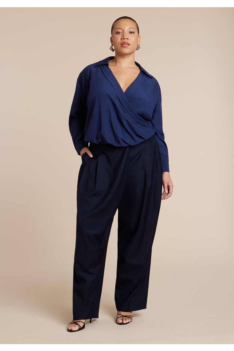 Surplice Collared Top, Alternate, color, NAVY BLAZER