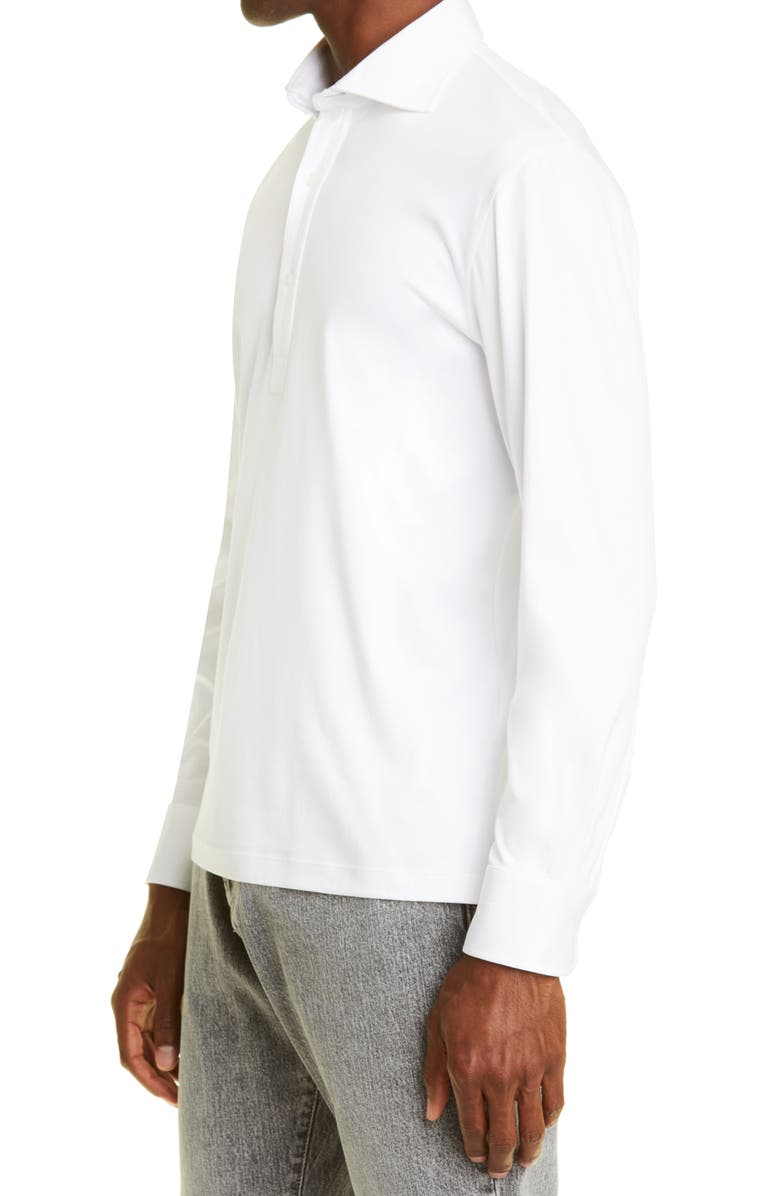 Brunello Cucinelli Long Sleeve Cotton Piqué Polo, Alternate, color, 
