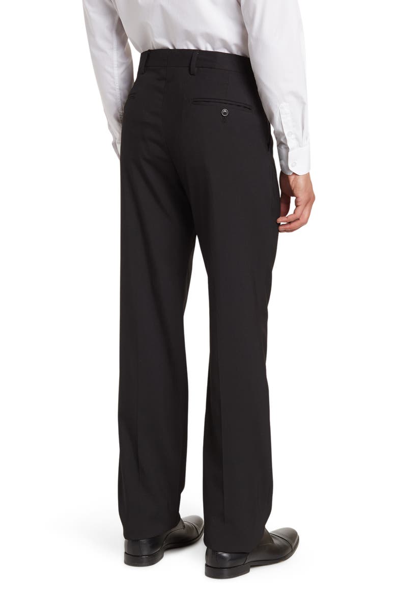 Solid Flat Front Trousers, Alternate, color, BLACK