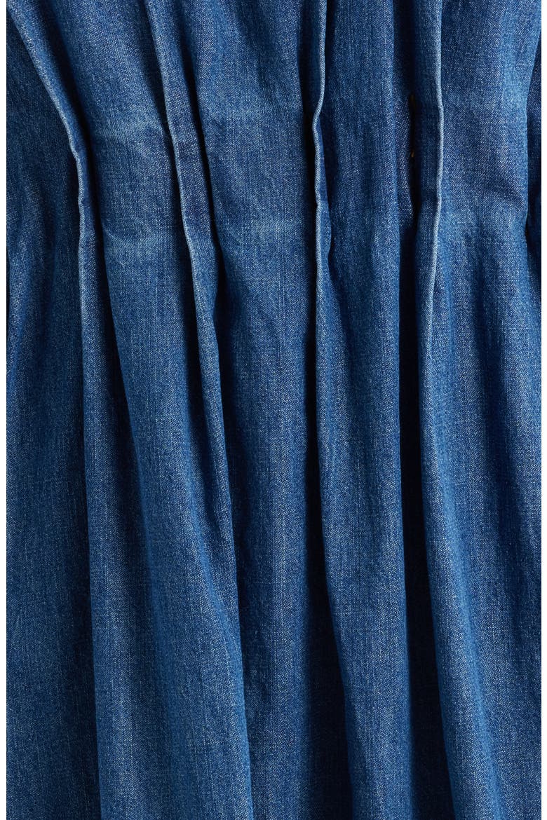 Pleat Detail Denim Midi Dress, Alternate, color, INDIGO