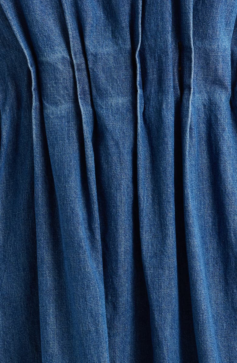 FREEMARKET Pleat Detail Denim Midi Dress, Alternate, color, Indigo