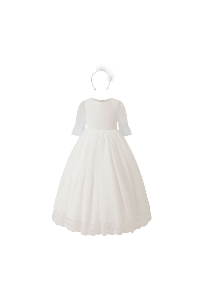 Montessa Formal Dress with Lace Trim, Alternate, color, White