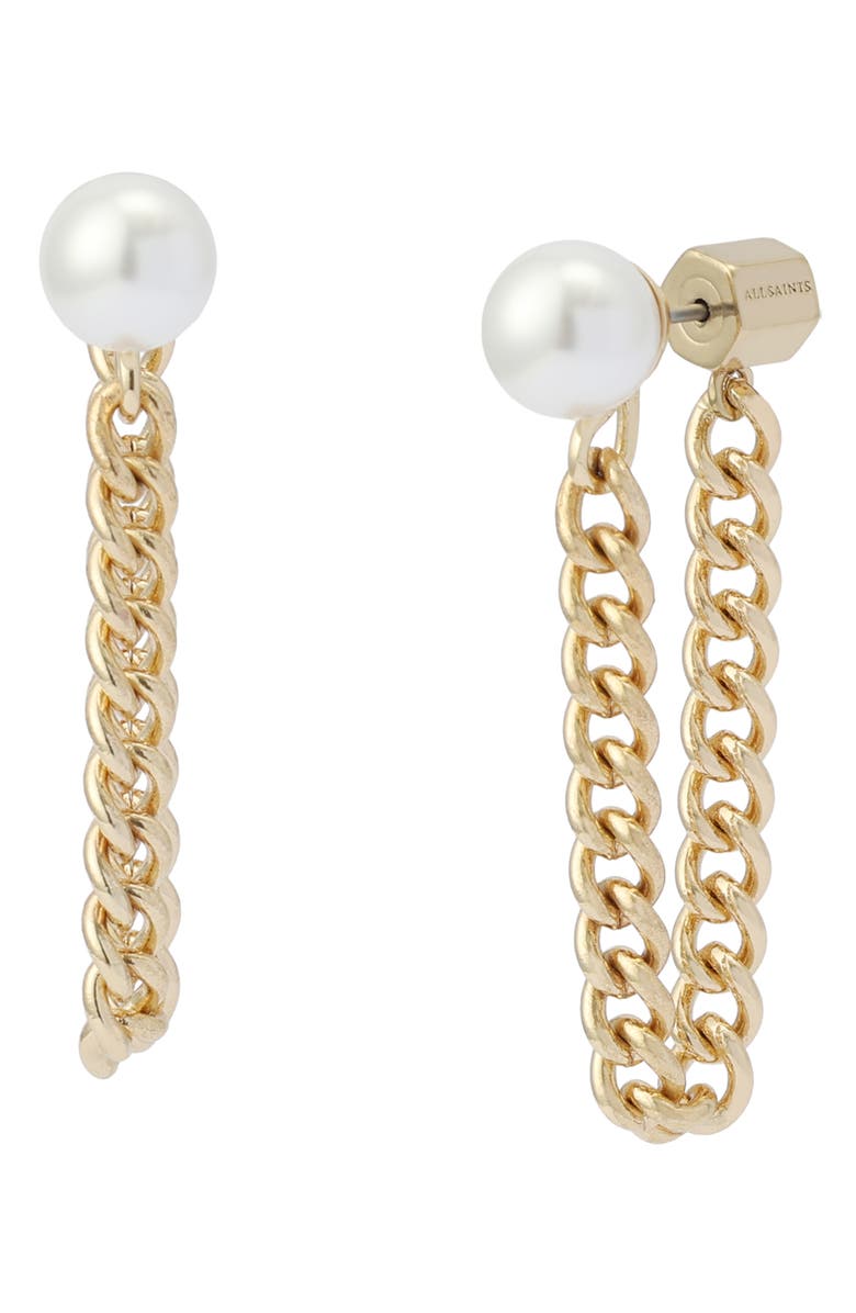 AllSaints Faux Pearl Chain Drop Earrings, Alternate, color, 