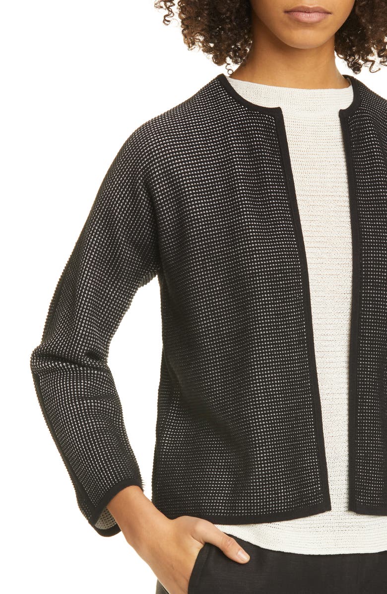 Eileen Fisher Textured Silk & Organic Cotton Cardigan, Alternate, color, 