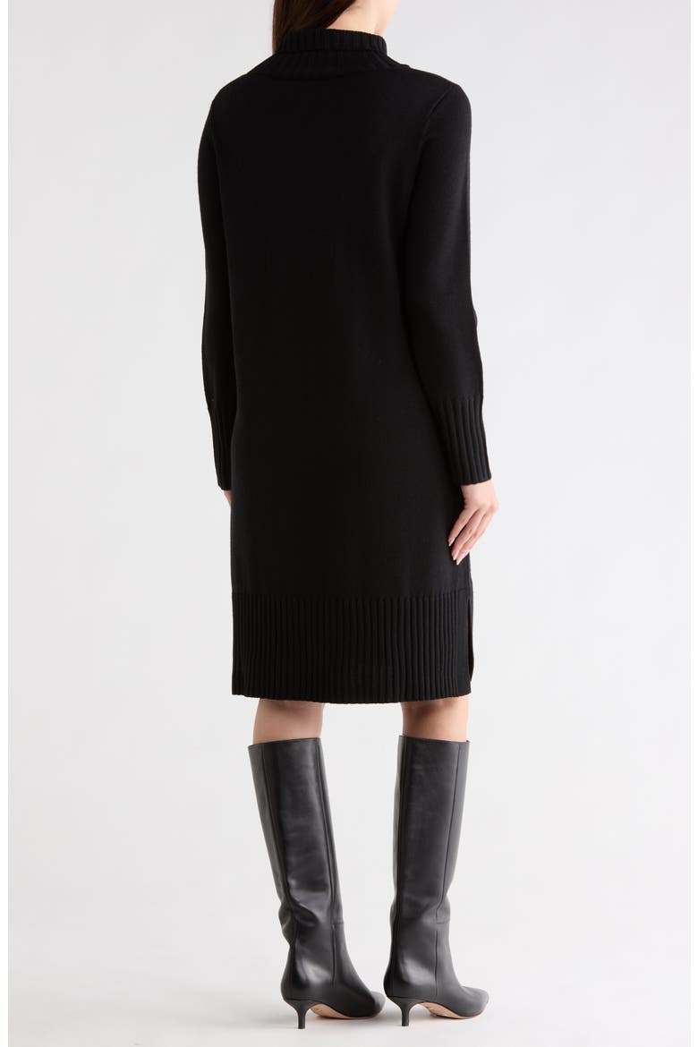 Turtleneck Long Sleeve Merino Wool Sweater Dress, Alternate, color, BLACK