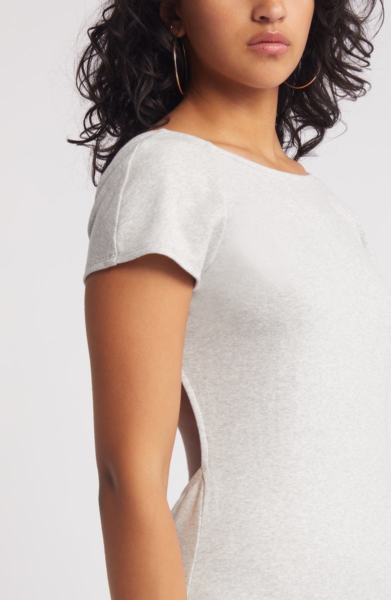 BP. Open Back Stretch Cotton Knit Midi Dress, Alternate, color, Heather Grey