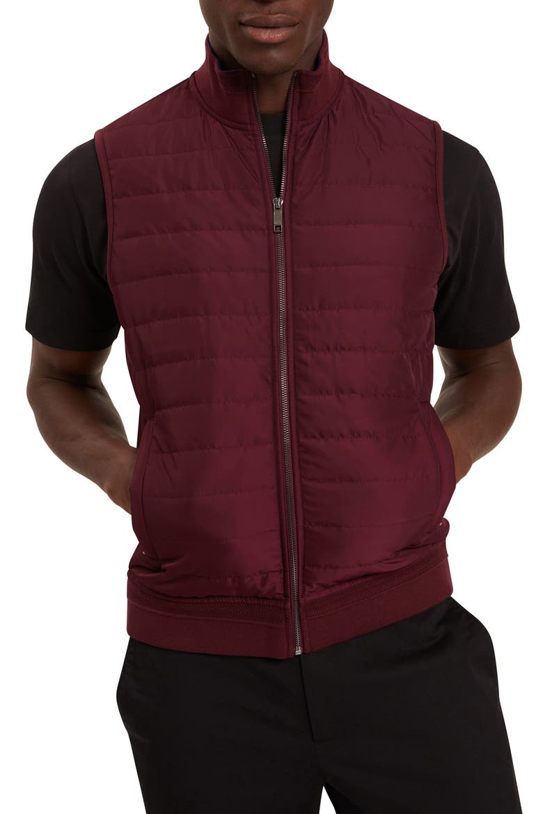 Pafavor Quilt Front Piqué Vest, Main, color, MAROON