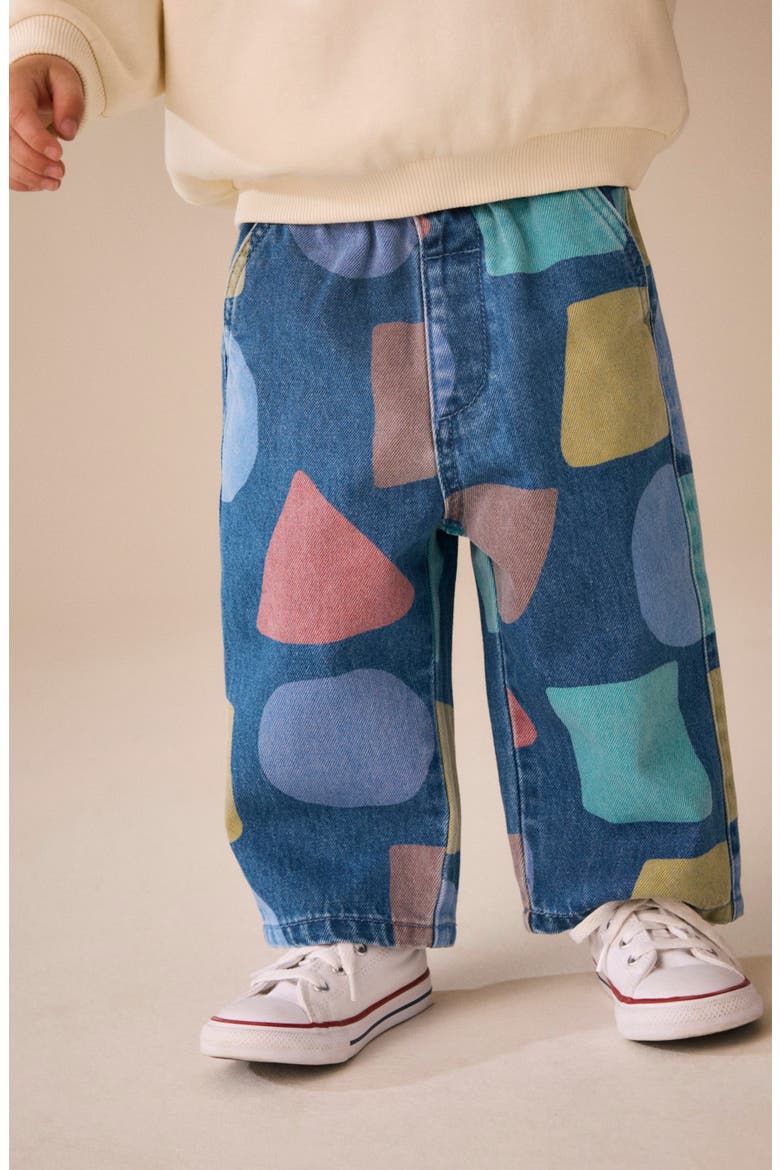 Kids' Geometric Print Wide Leg Jeans, Alternate, color, BLUE