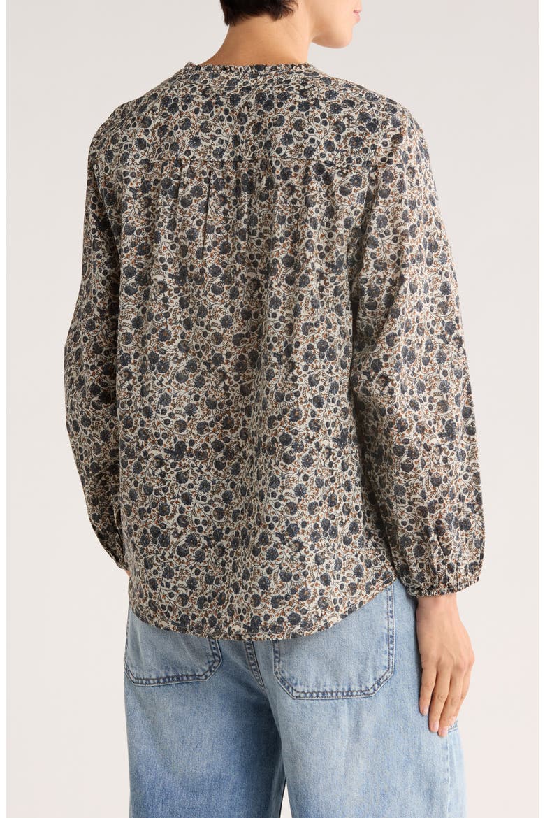 Floral Long Sleeve Button-Up Top, Alternate, color, GREY FLORAL