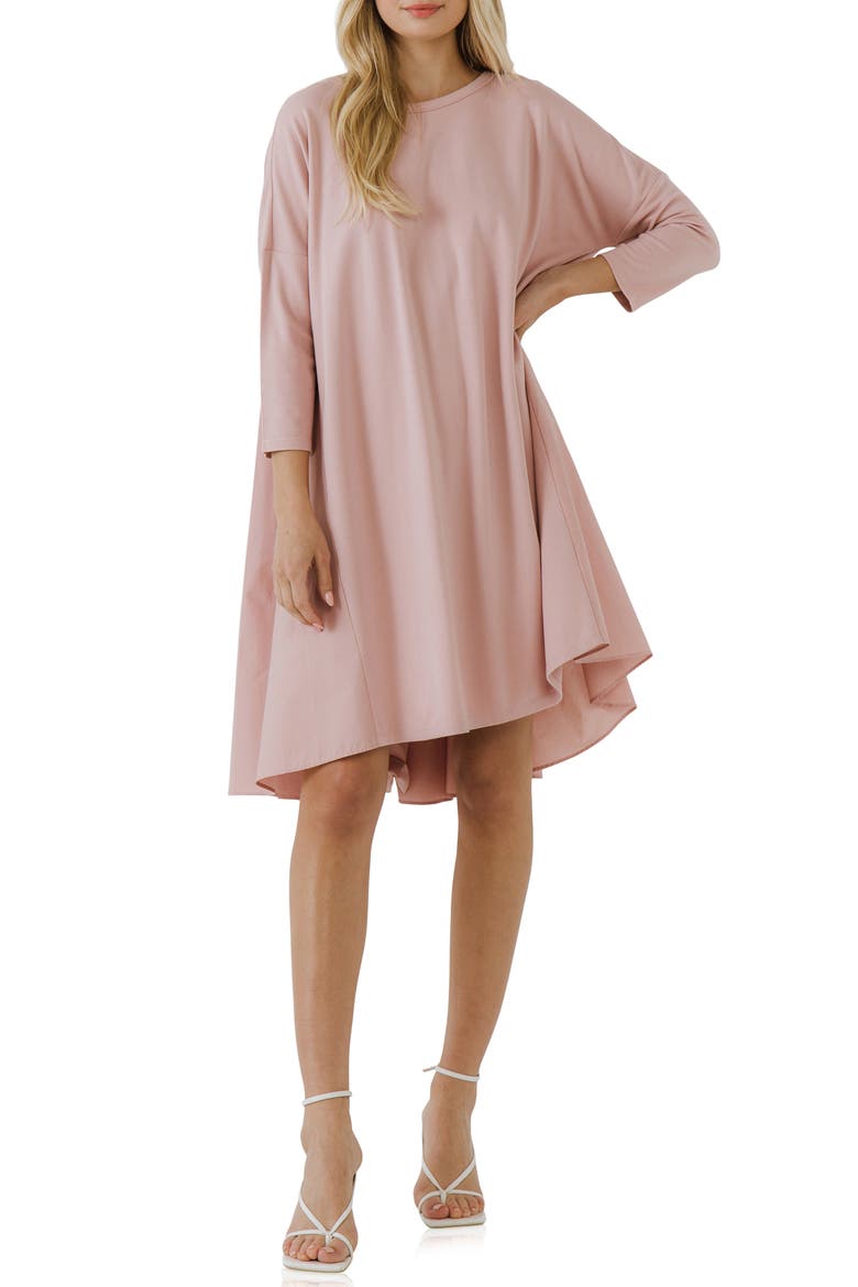 High Low Shift Minidress, Main, color, DUSTY PINK