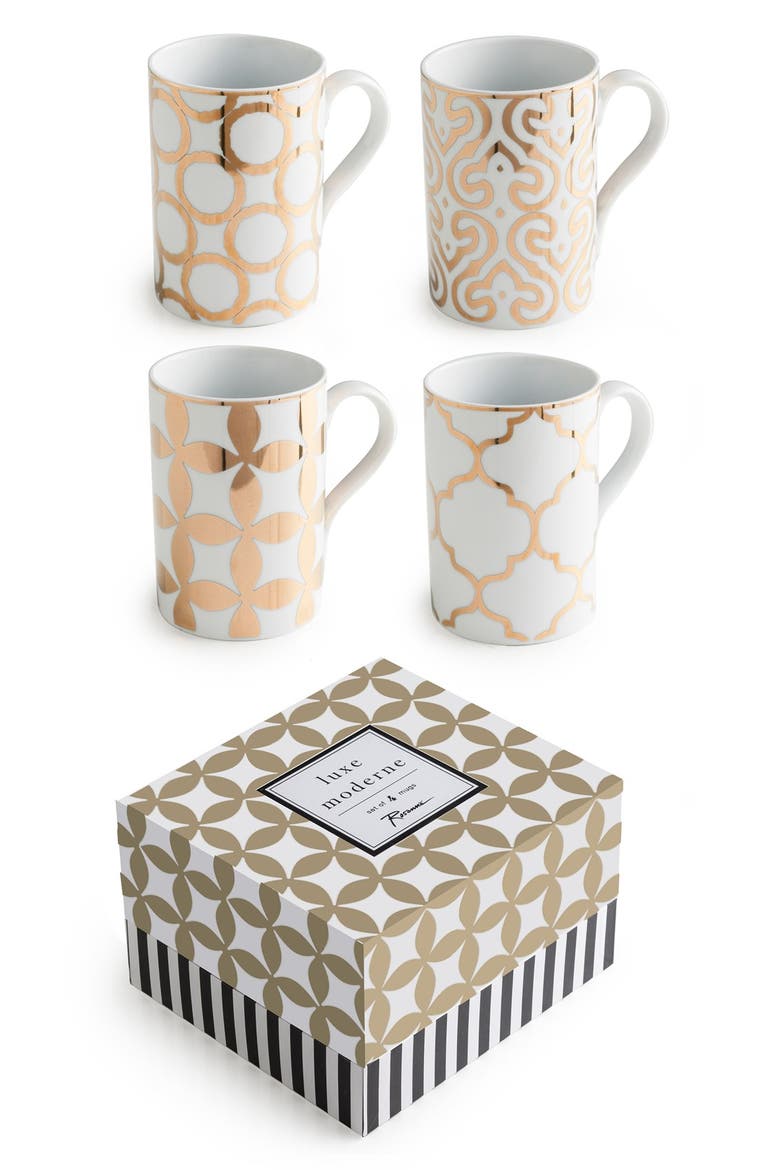 'Luxe Moderne' Coffee Mugs, Main, color, WHITE