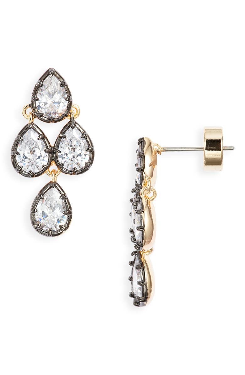 Nordstrom Georgian Mini Chandelier Earrings, Main, color, Clear- Black- Gold